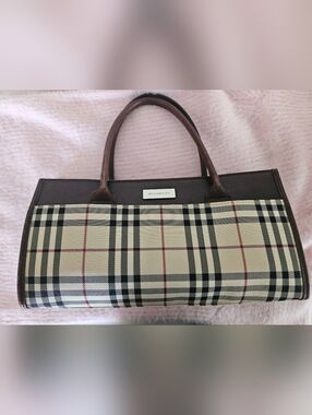 BURBERRY Nova Check Bag Leather Trim